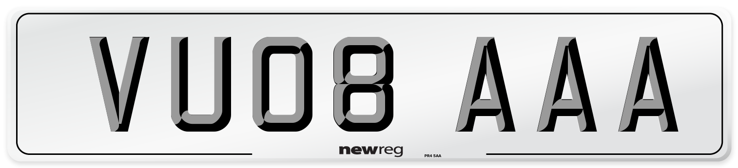 VU08 AAA Number Plate from New Reg